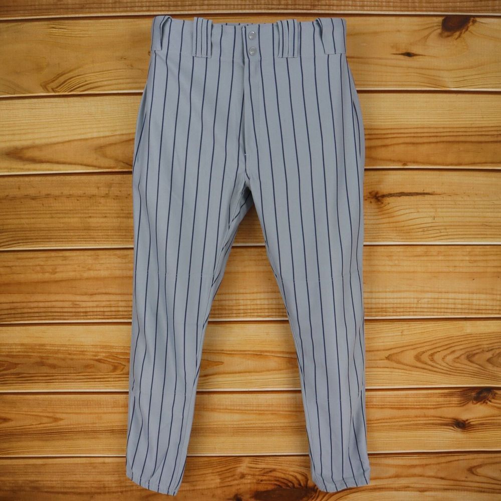 Russell Baseball Pants Mens Size 36‎ Gray Striped 100% Polyester Stretch